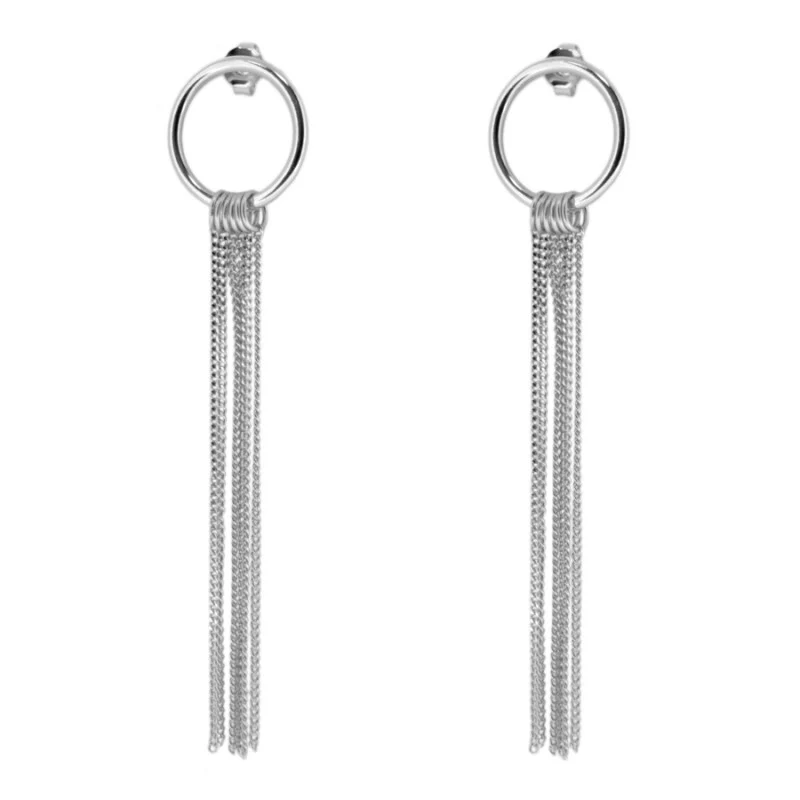 PENDIENTE CIRCLE LONG SILVER