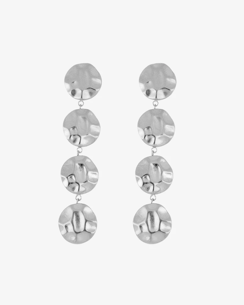 Pendientes 4 círculos martelé acero Silver