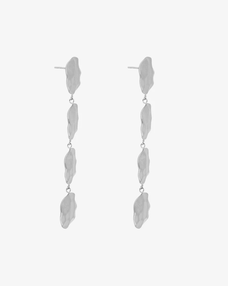 Pendientes 4 círculos martelé acero Silver - Image 3
