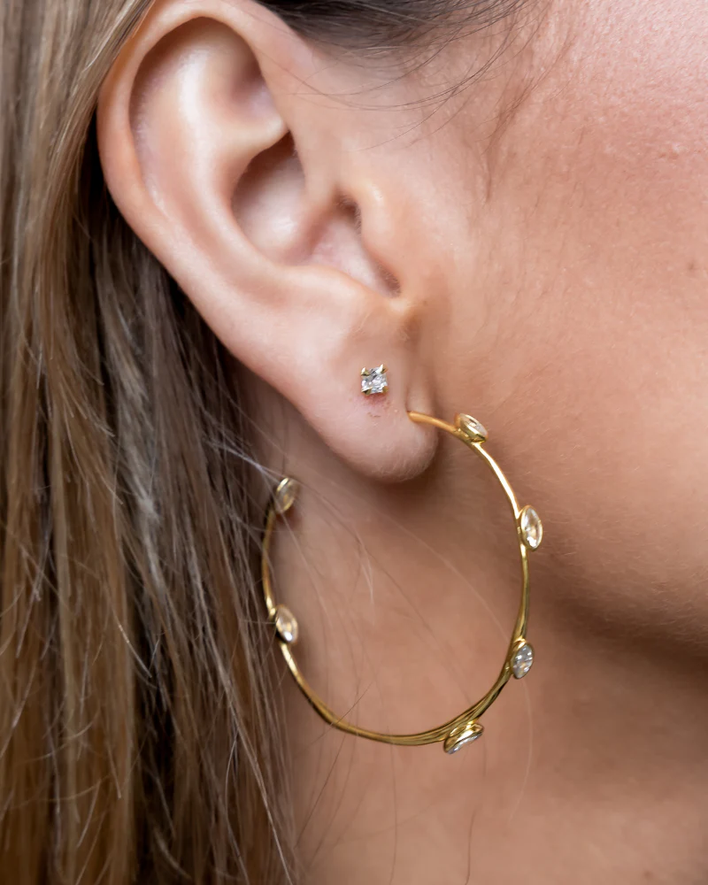 Pendientes Big Hoops Leaves Silver - Image 4