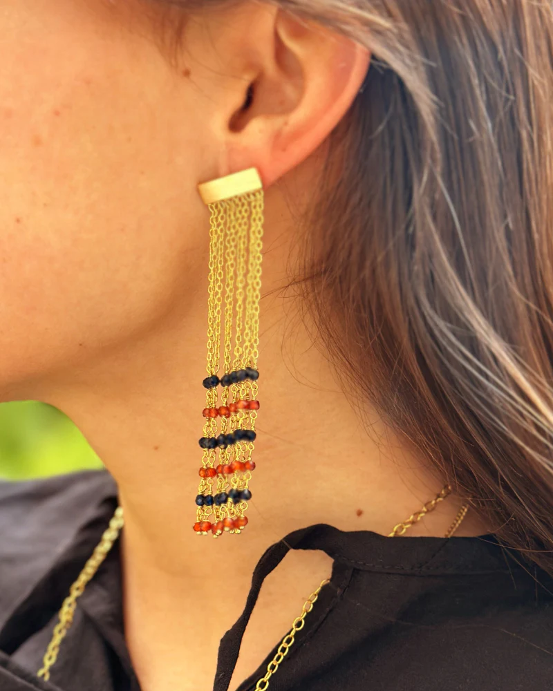 Pendientes Cascada doble mineral - Image 4