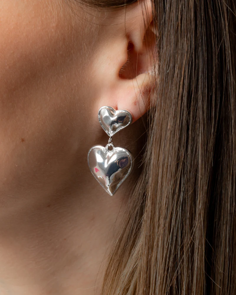 Pendientes Corazón Double Silver - Image 2
