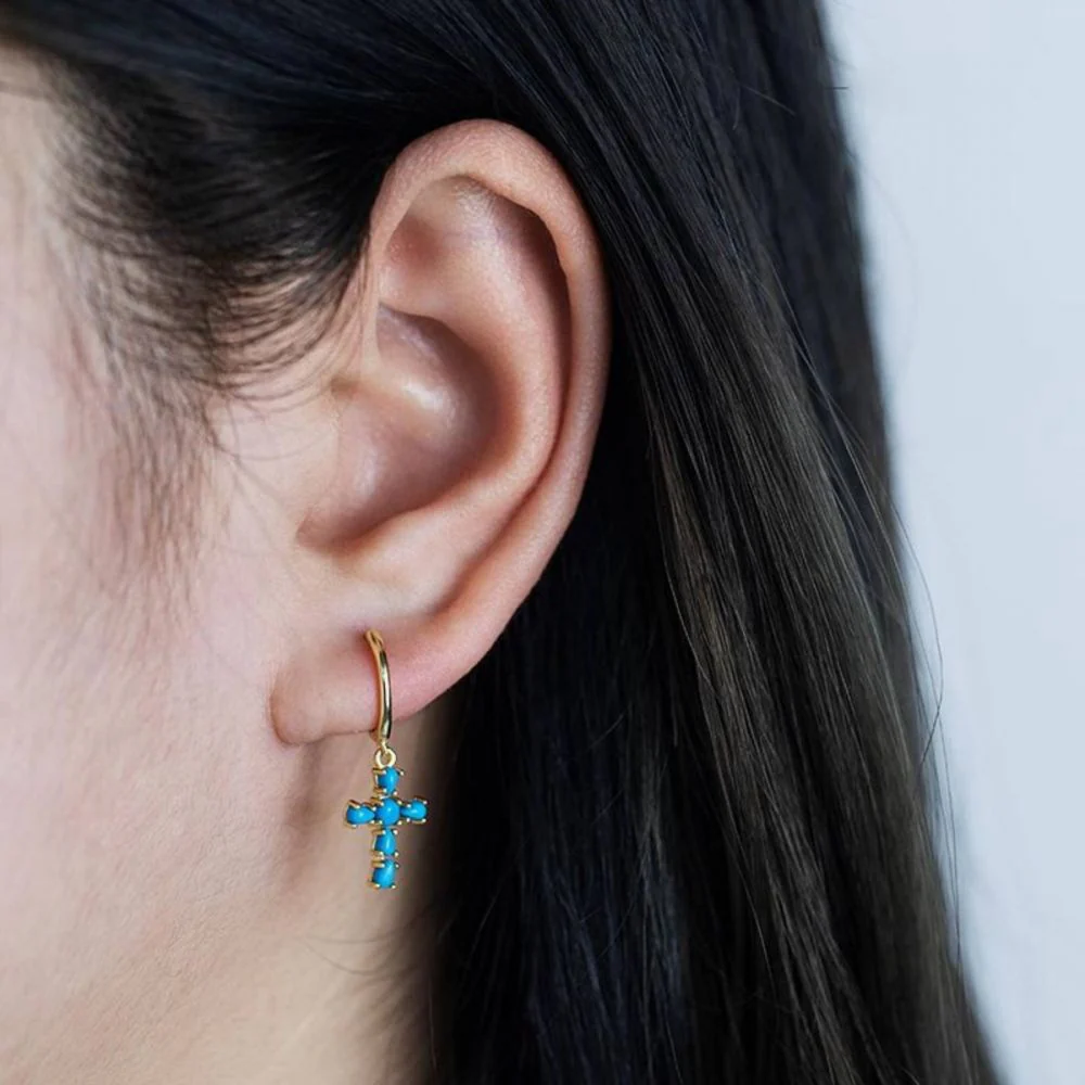 Pendientes Crosses turquesa - Image 2