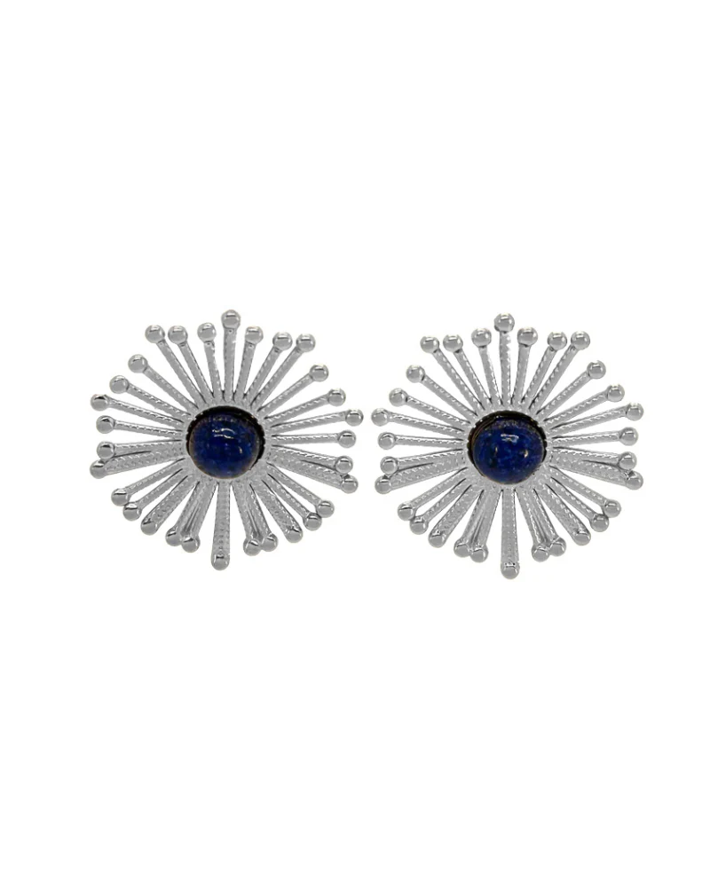 Pendientes Flor Lapislázuli acero Silver