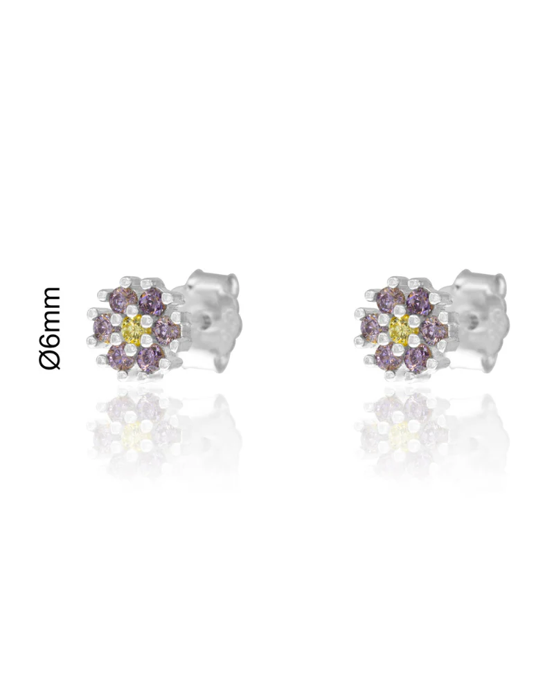 Pendientes Flor lila Silver - Image 3