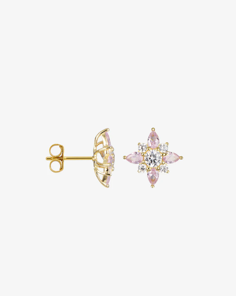 Pendientes Flor rosa y blanco