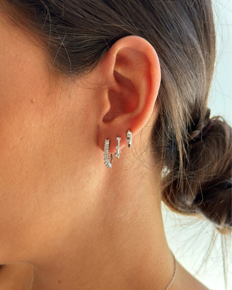 Pendientes gancho white Silver - Image 2
