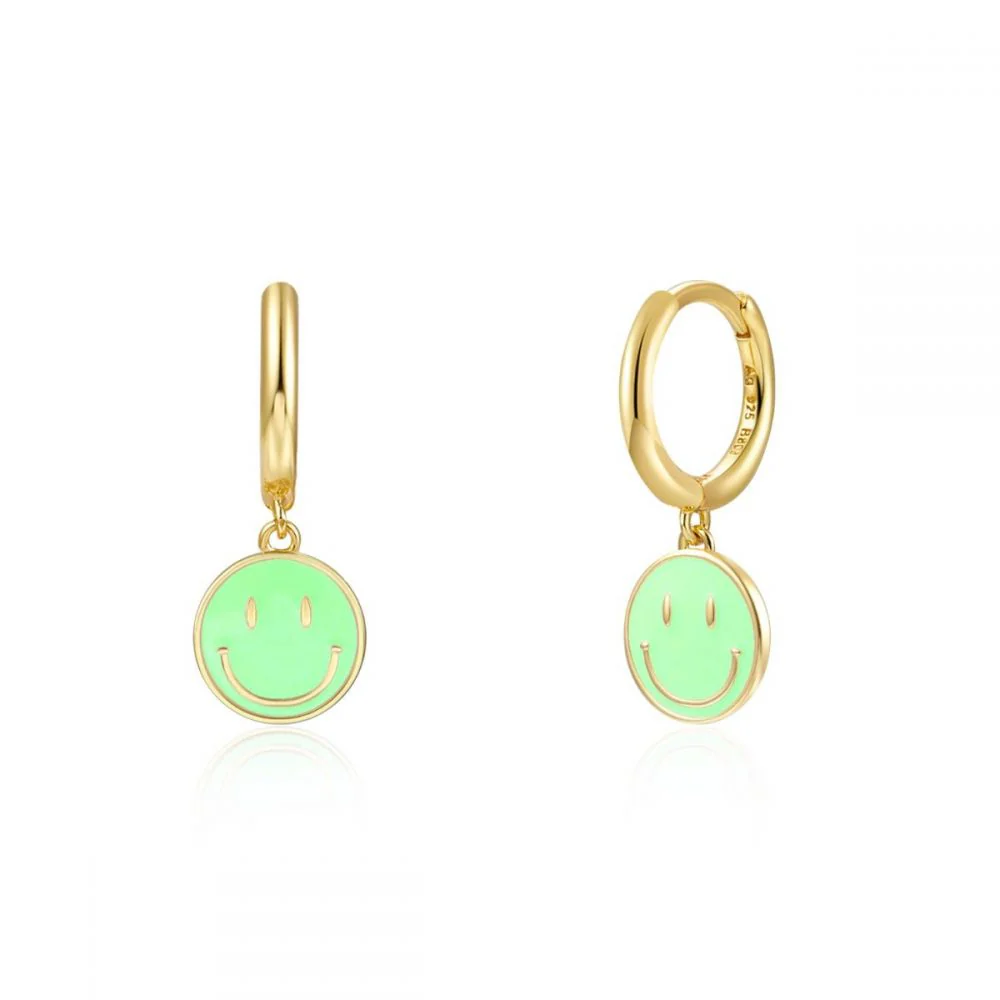 Pendientes Happy Face Verde mint