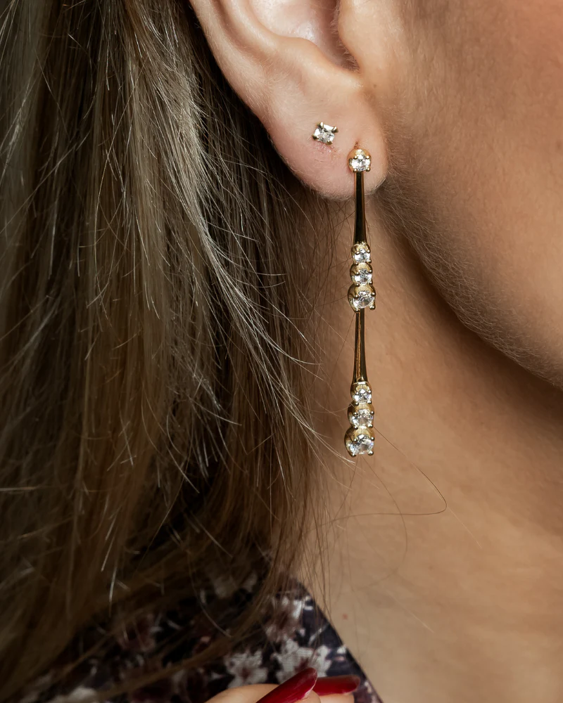 Pendientes Long tres circonitas Silver - Image 2