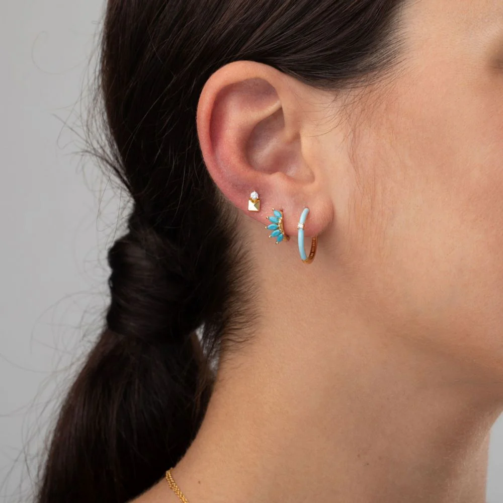 Pendientes media flor turquesa - Image 2