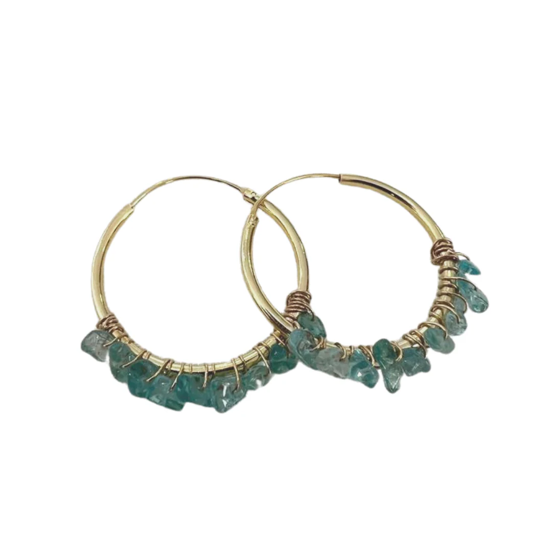 Pendientes Mineral irregular Aguamarina - Image 2