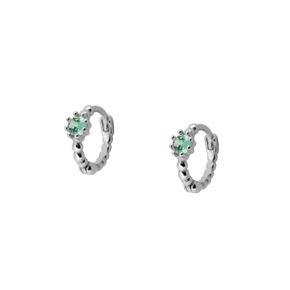 Pendientes mini balls verde zafiro silver