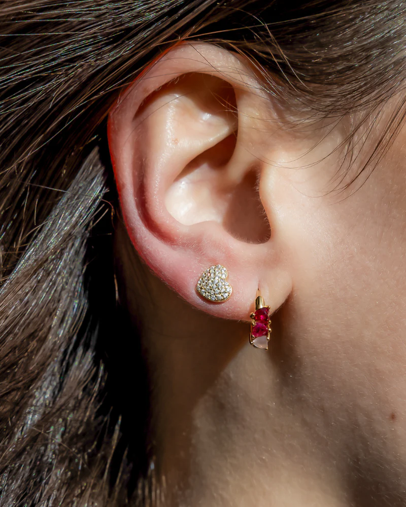 Pendientes mini corazón circonita blanca - Image 3