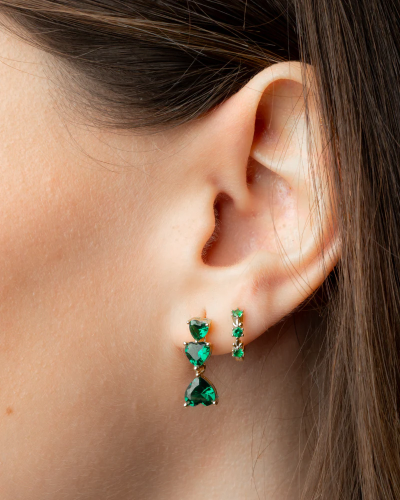 Pendientes mini corazónes Green - Image 2