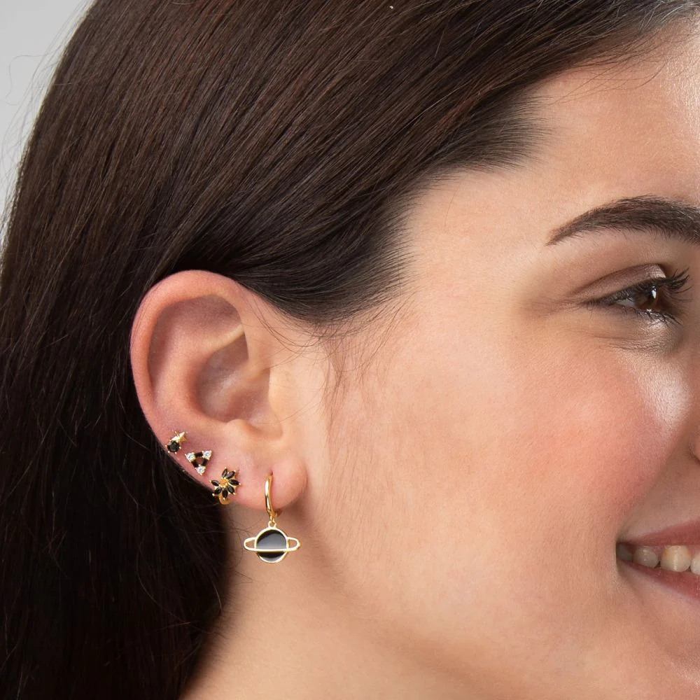 Pendientes mini flowers black - Image 2