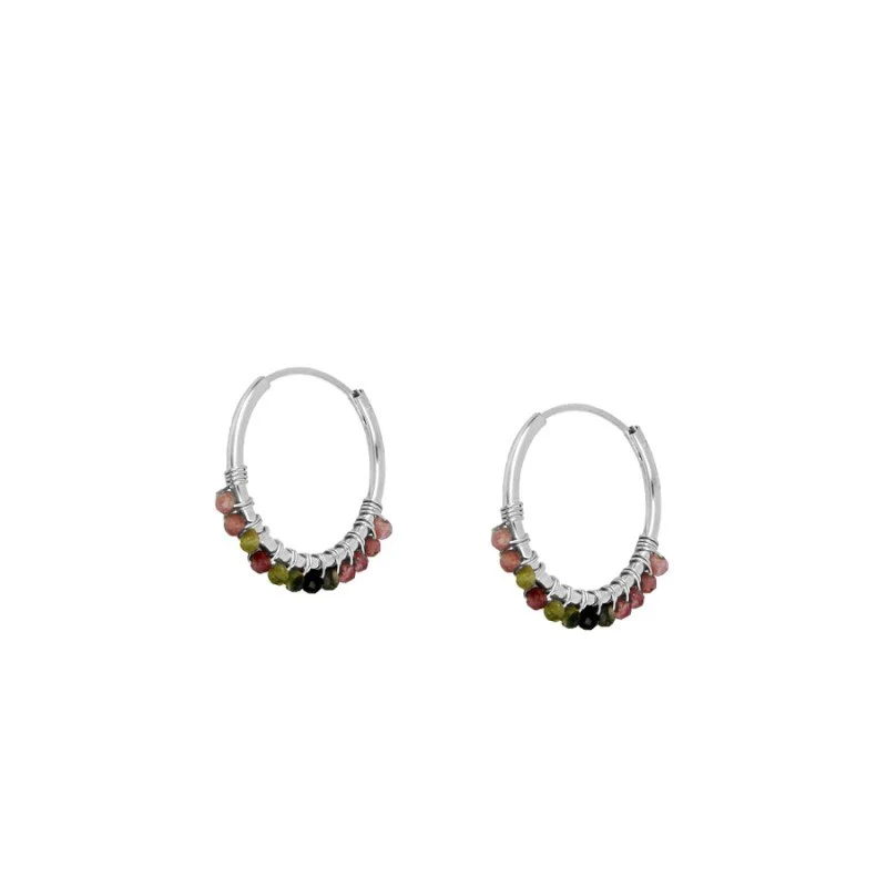 Pendientes mini hoops turmalina Silver