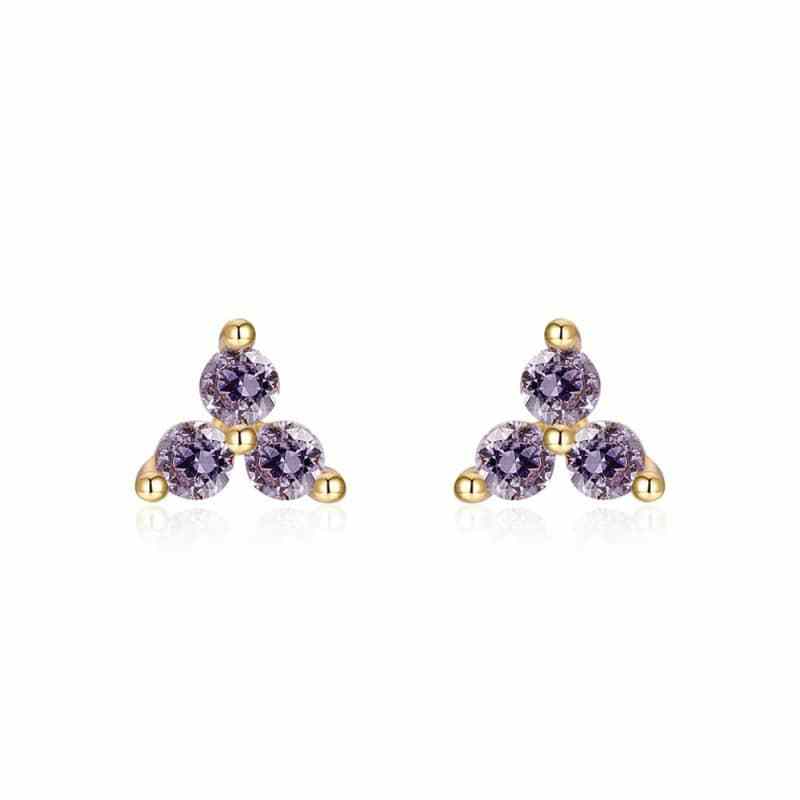 Pendientes mini trebol lavanda