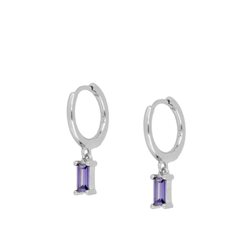 PENDIENTES SIENA MINI HOOPS VIOLET SILVER