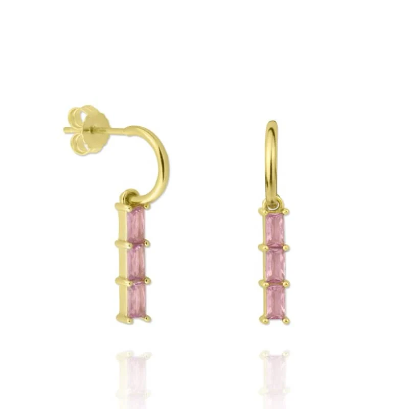 Pendientes three glasses pink