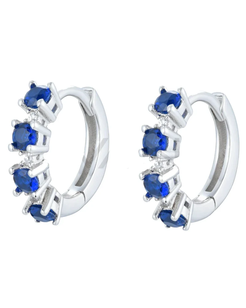 Pendientes tres circonitas zafiro Silver