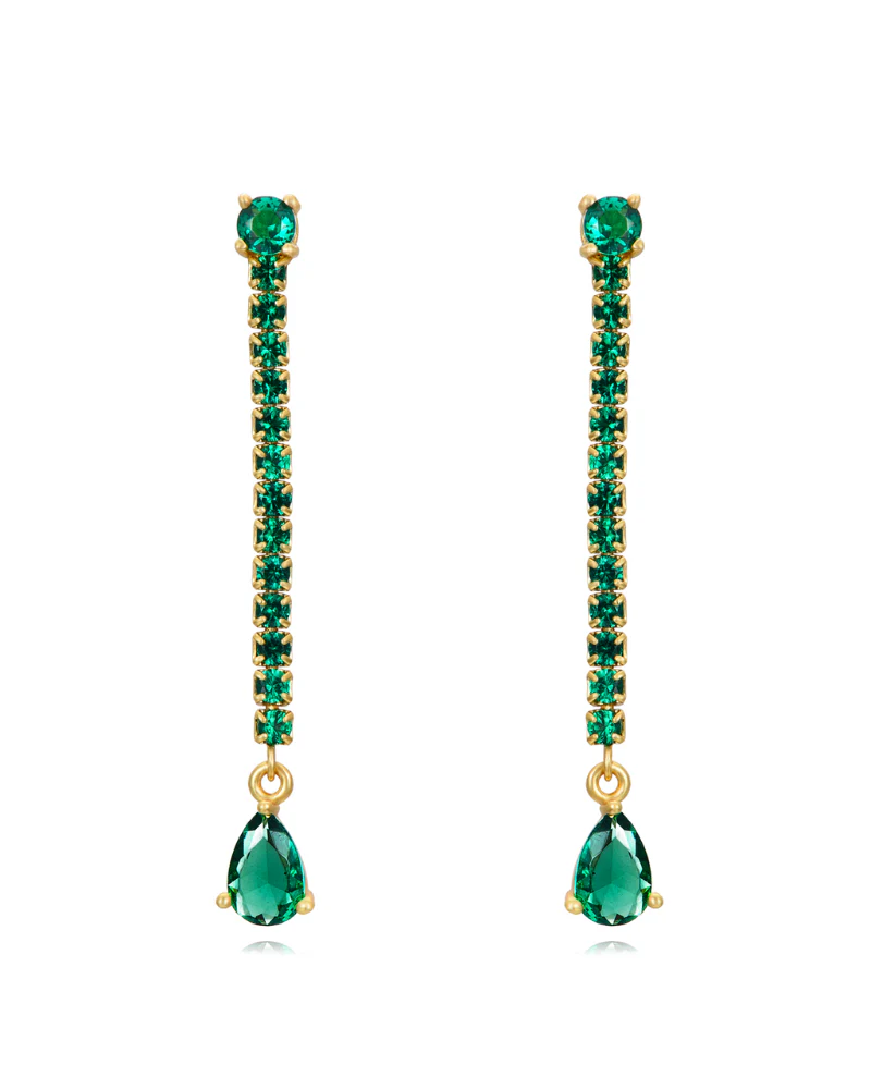 Pendientes Tenis lágrima verde