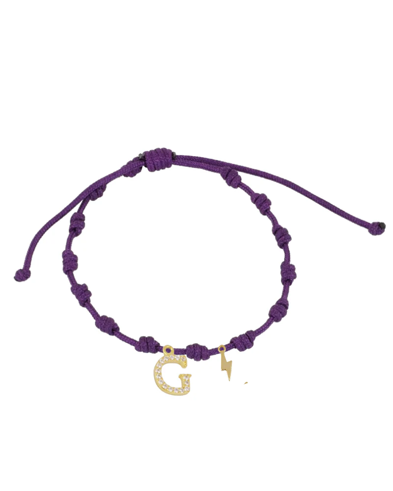 Pulsera recuerdos Inicial circonitas Power Lila oscuro