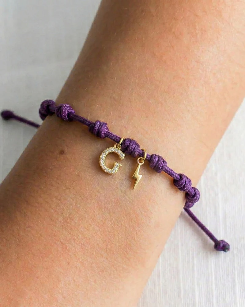 Pulsera recuerdos Inicial circonitas Power Lila oscuro - Image 2