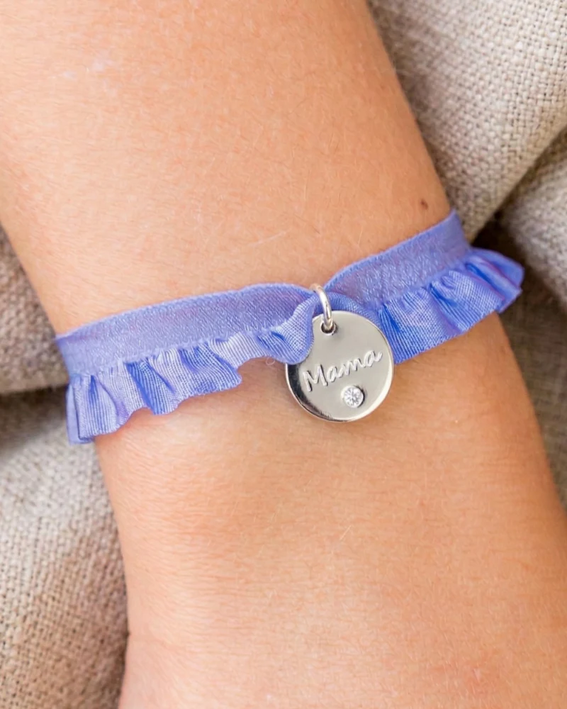 Pulsera semirizo lavanda Mamá plaquita circonita - Image 4