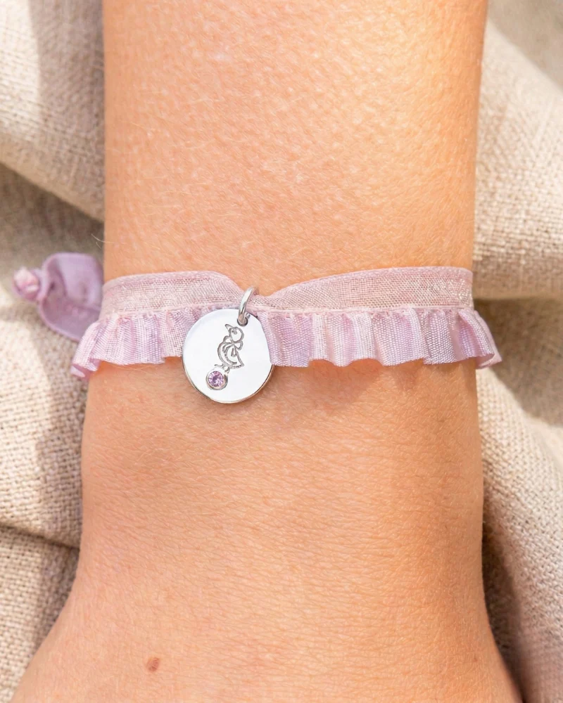 Pulsera semirizo rosa patito grabada - Image 6