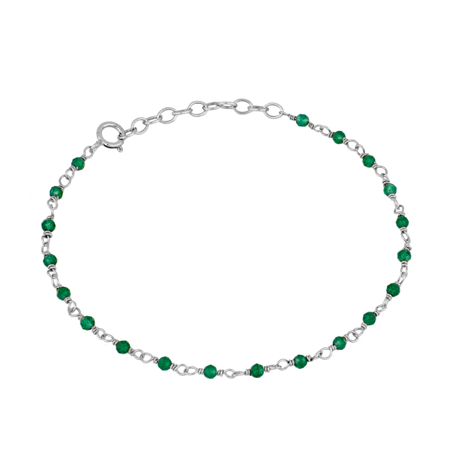 Pulsera rosario Jade verde Silver