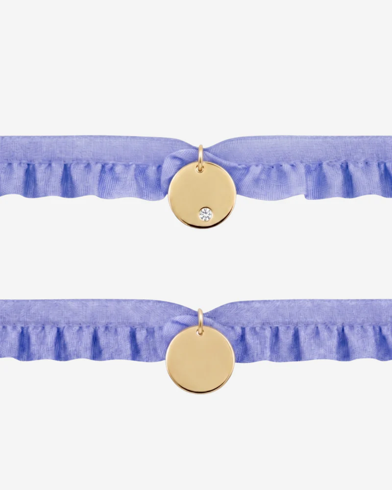 Pulsera semirizo lavanda personalizada plaquita circonita - Image 2