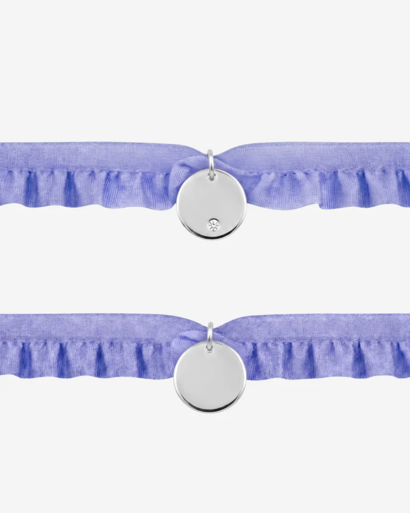 Pulsera semirizo lavanda personalizada plaquita circonita - Image 3