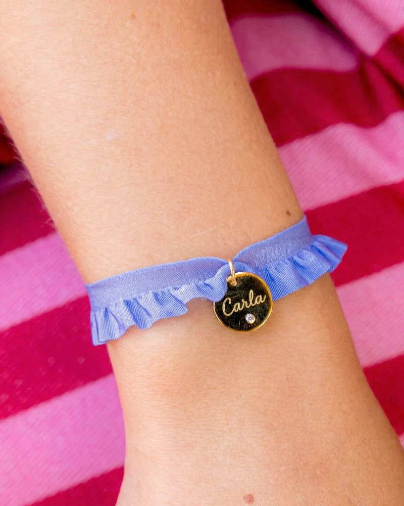 Pulsera semirizo lavanda personalizada plaquita circonita - Image 4