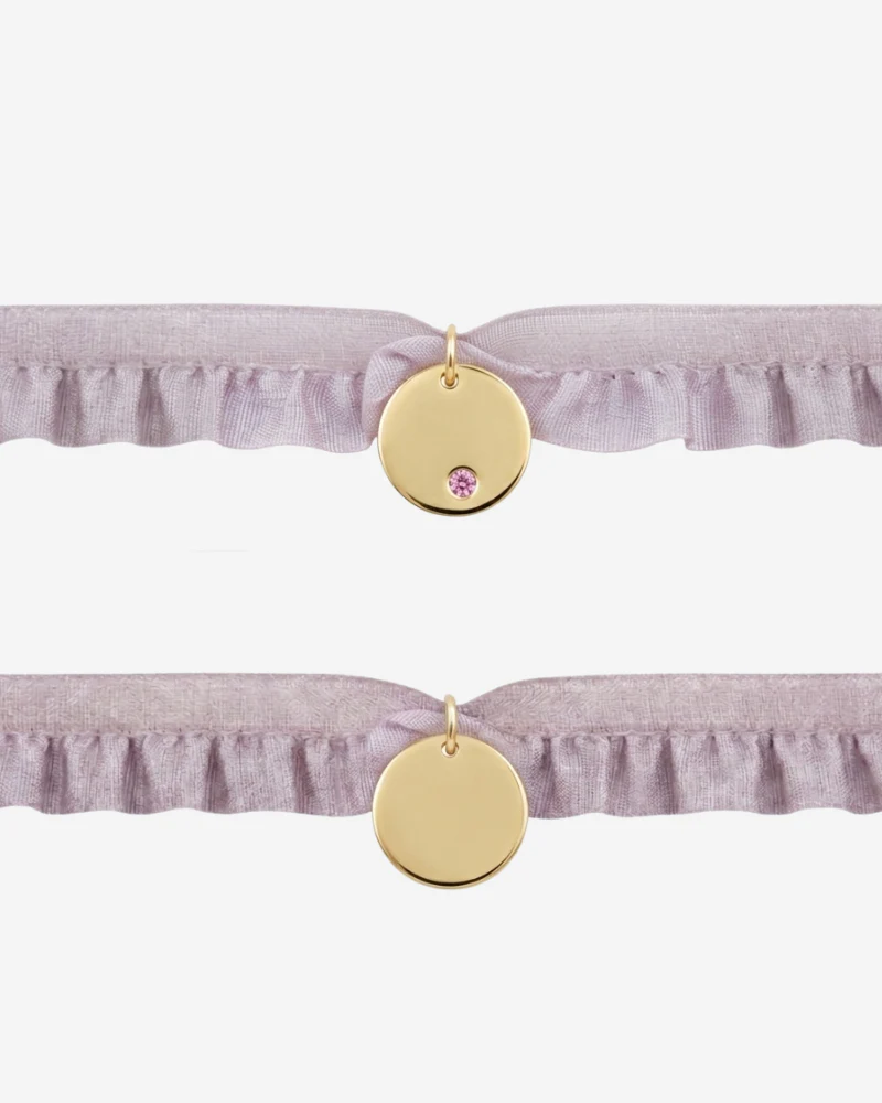 Pulsera semirizo rosa personalizada plaquita circonita - Image 2