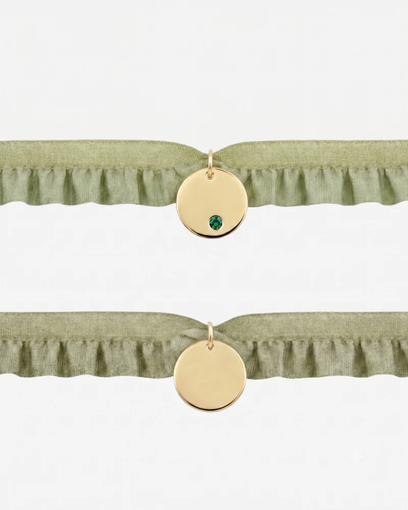 Pulsera semirizo verde personalizada plaquita circonita - Image 2