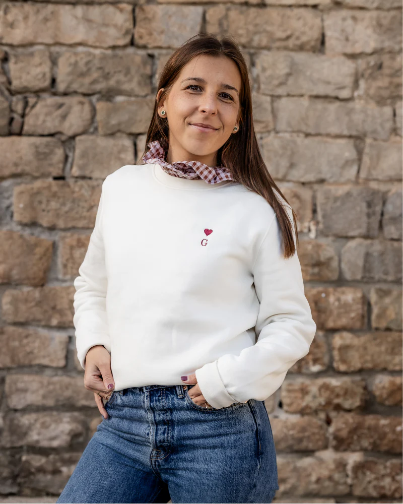 Sudadera personalizada Heart beige (mujer) - Image 2