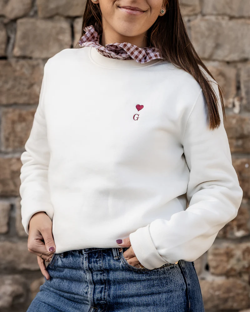 Sudadera personalizada Heart beige (mujer) - Image 3