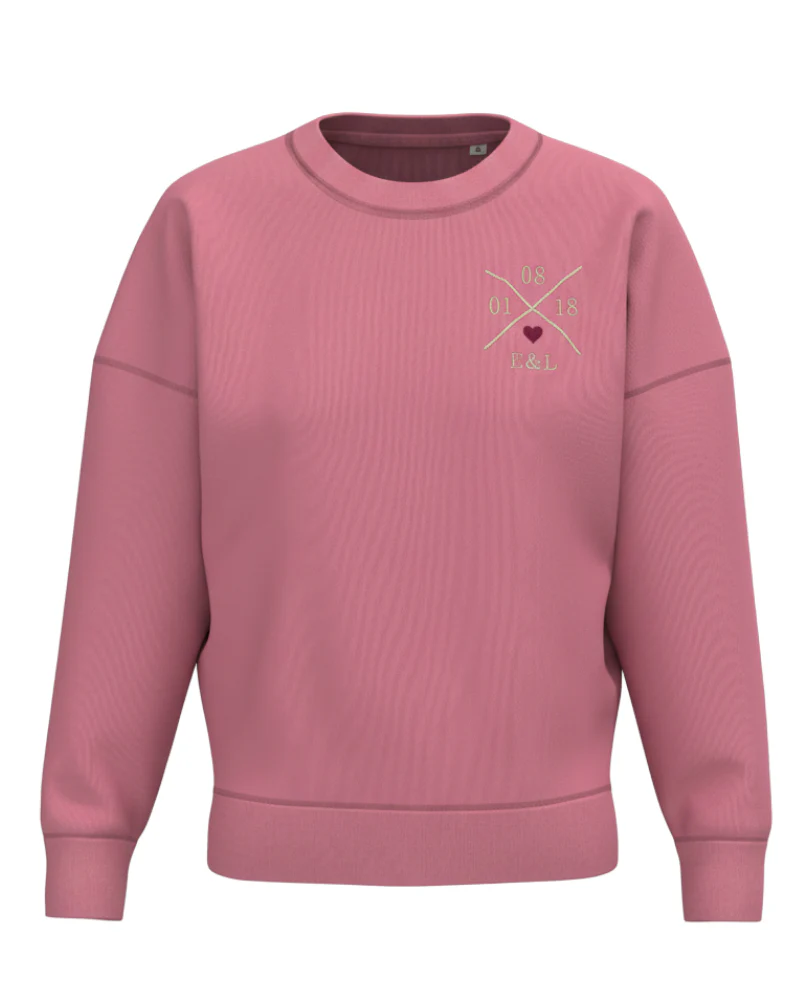 Sudadera Mujer personalizada X Corazón Rosa Empolvado - Image 2