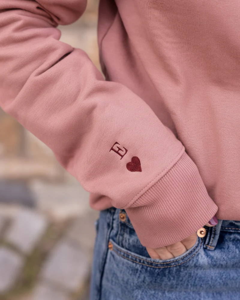 Sudadera Mujer personalizada X Corazón Rosa Empolvado - Image 3