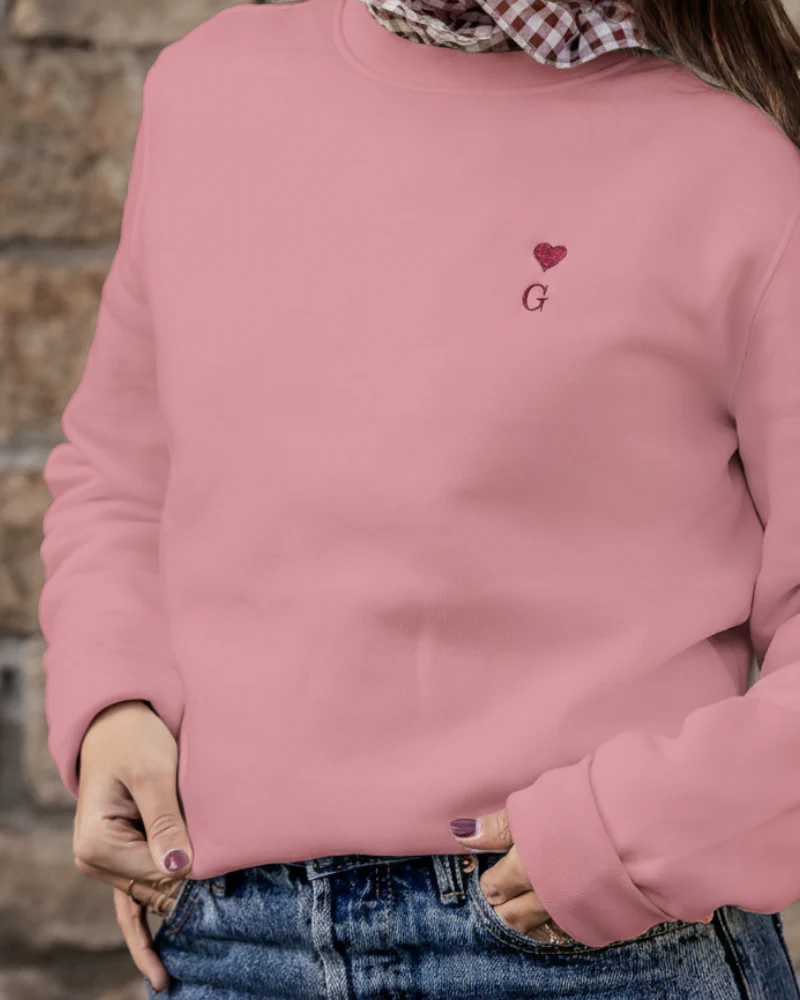Sudadera personalizada Heart rosa empolvado (mujer) - Image 2