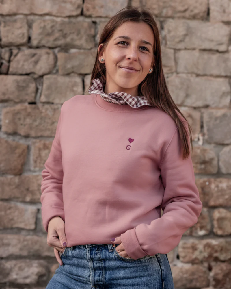Sudadera personalizada Heart rosa empolvado (mujer) - Image 3