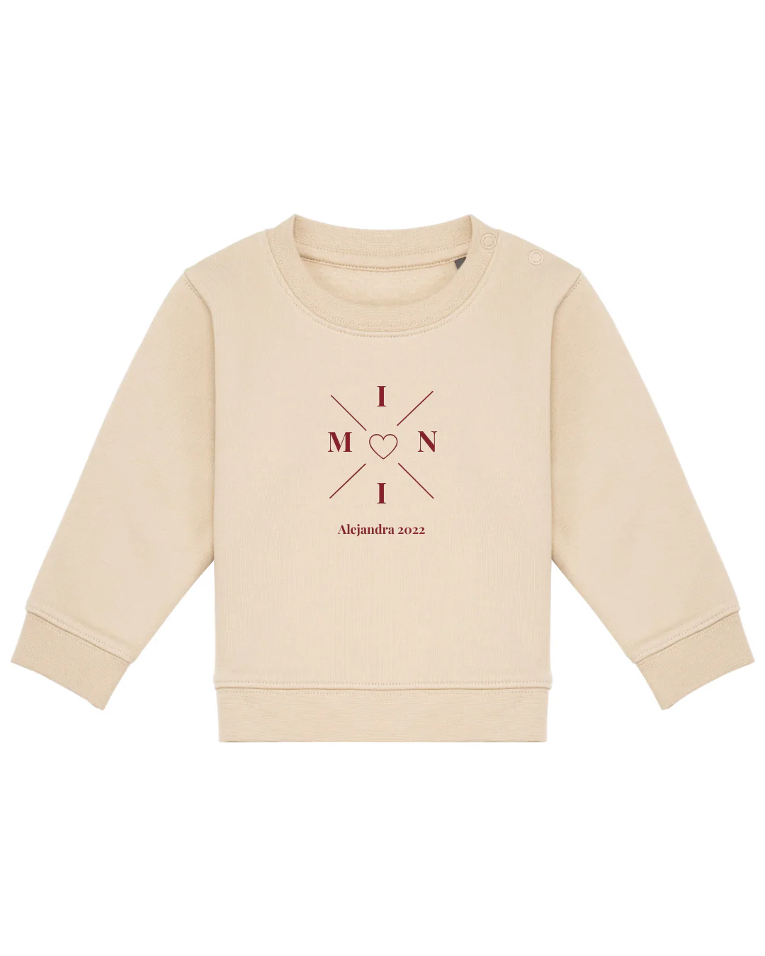 Sudadera personalizada mini cruz corazón beige - Image 2