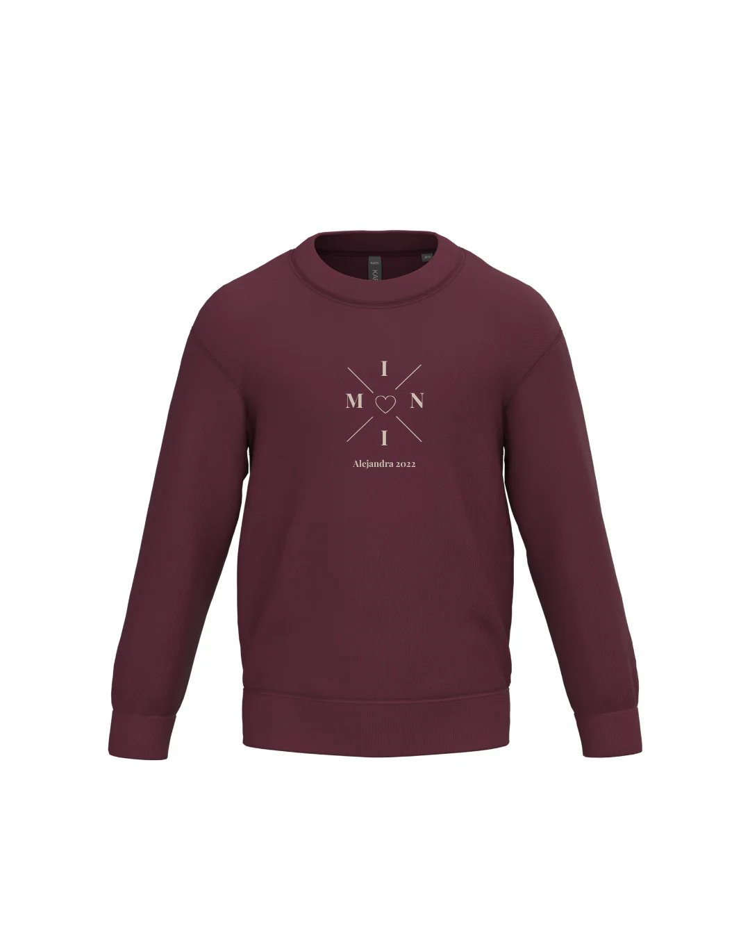 Sudadera personalizada mini cruz corazón granate - Image 2