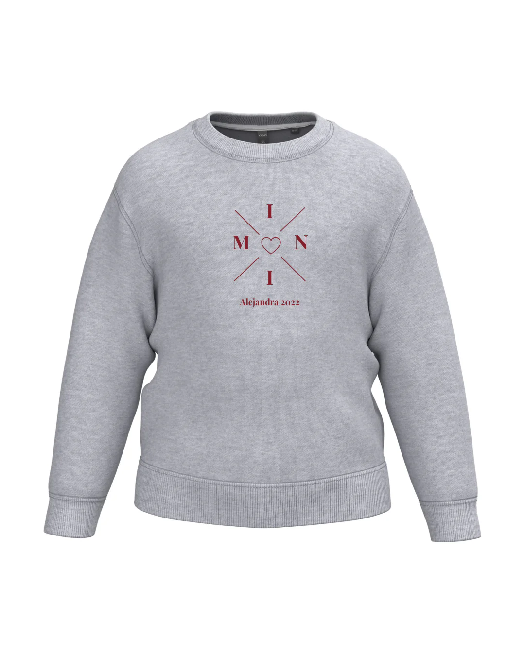Sudadera personalizada mini cruz corazón gris - Image 2