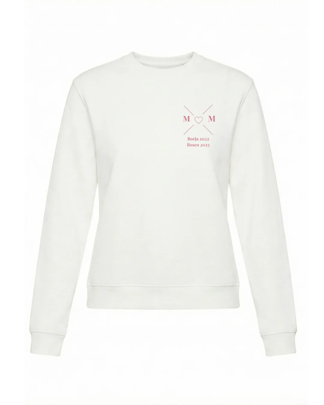 Sudadera personalizada MOM cruz corazón Beige claro (mujer) - Image 2
