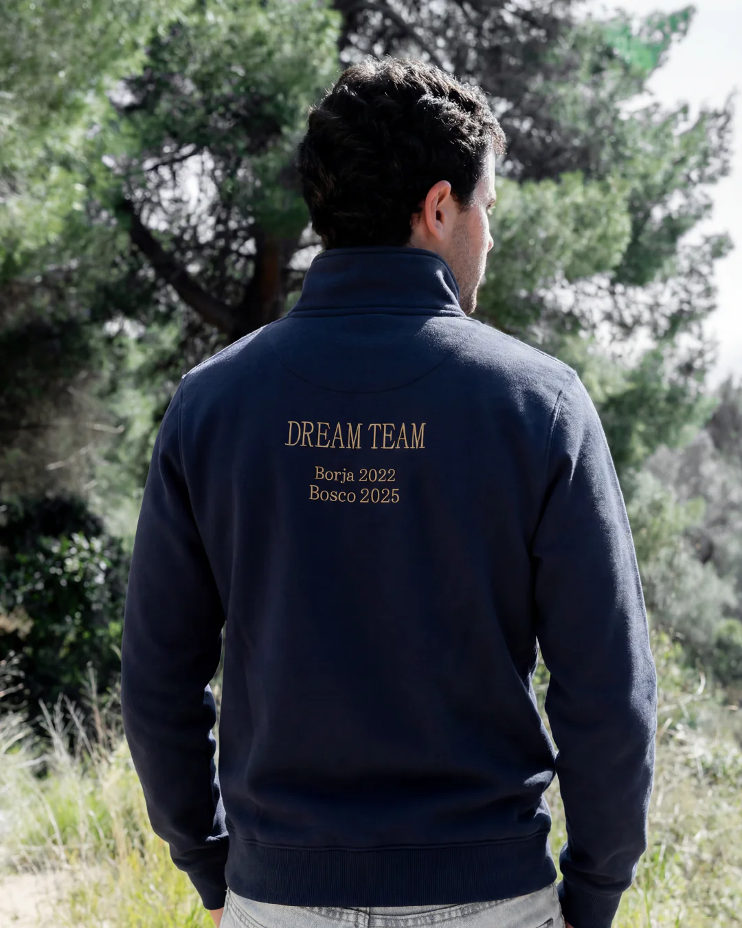 Sudadera personalizada zip Dad azul marino - Image 3