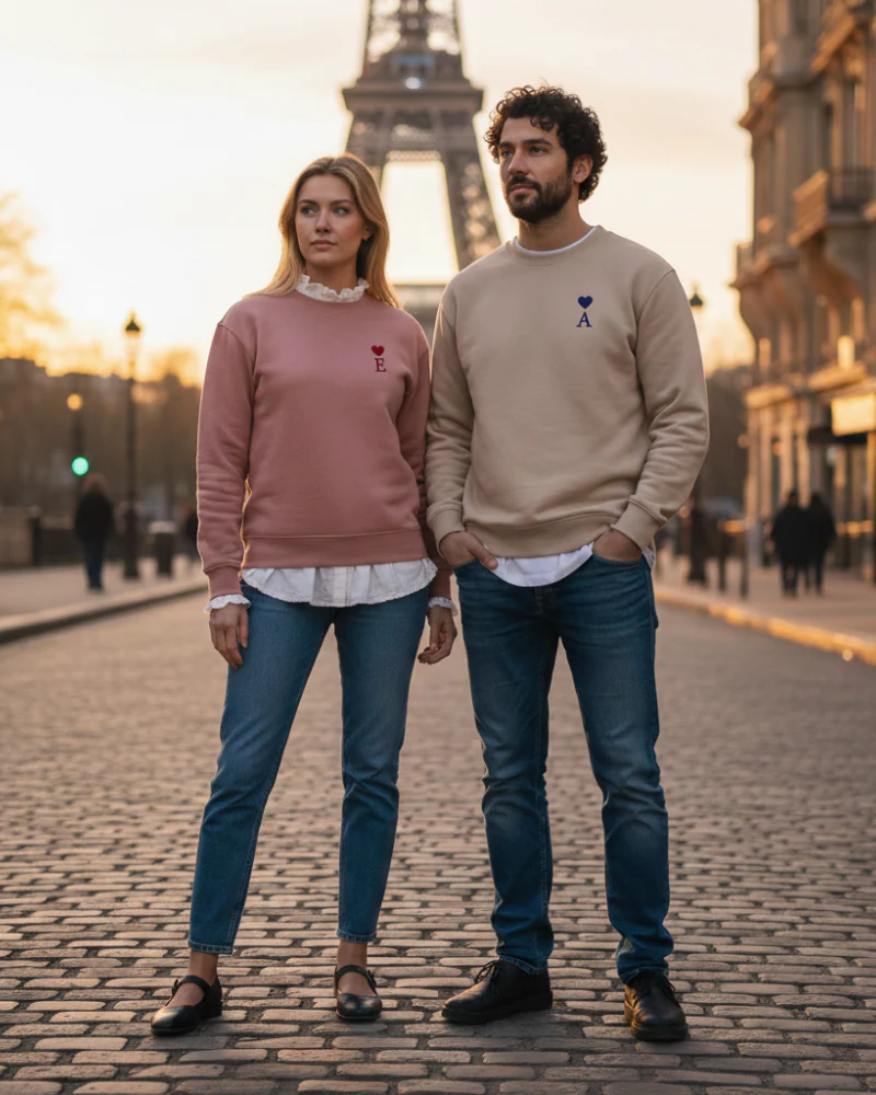 Sudadera unisex personalizada Heart beige oscuro - Image 4