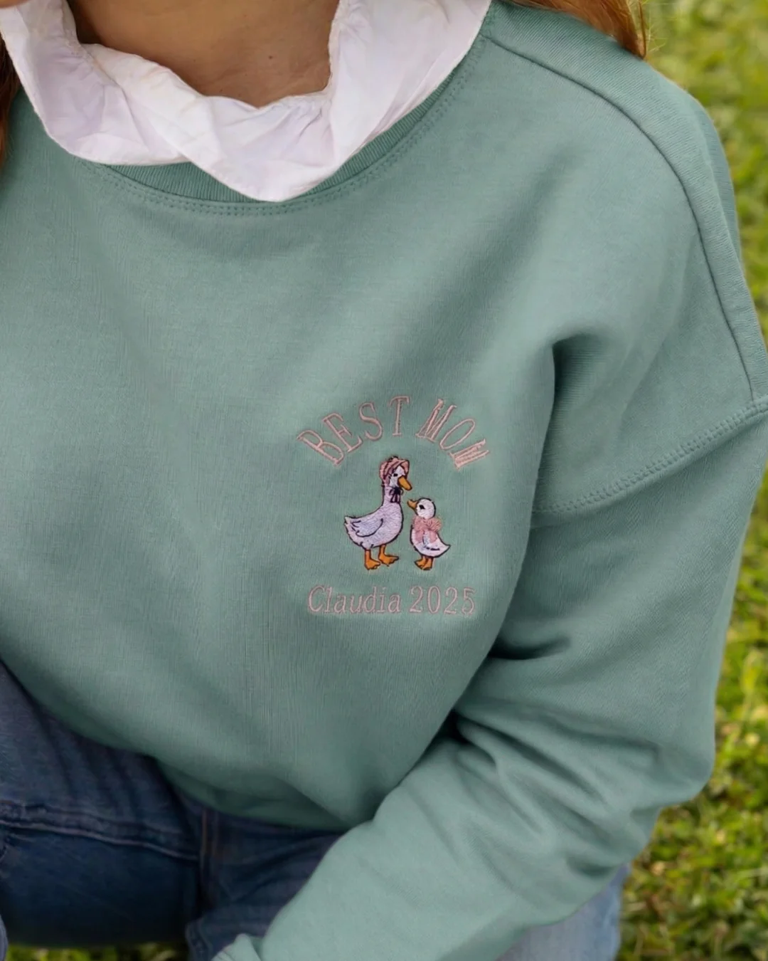 Sudadera Unisex personalizada Mamá Pato Verde mint