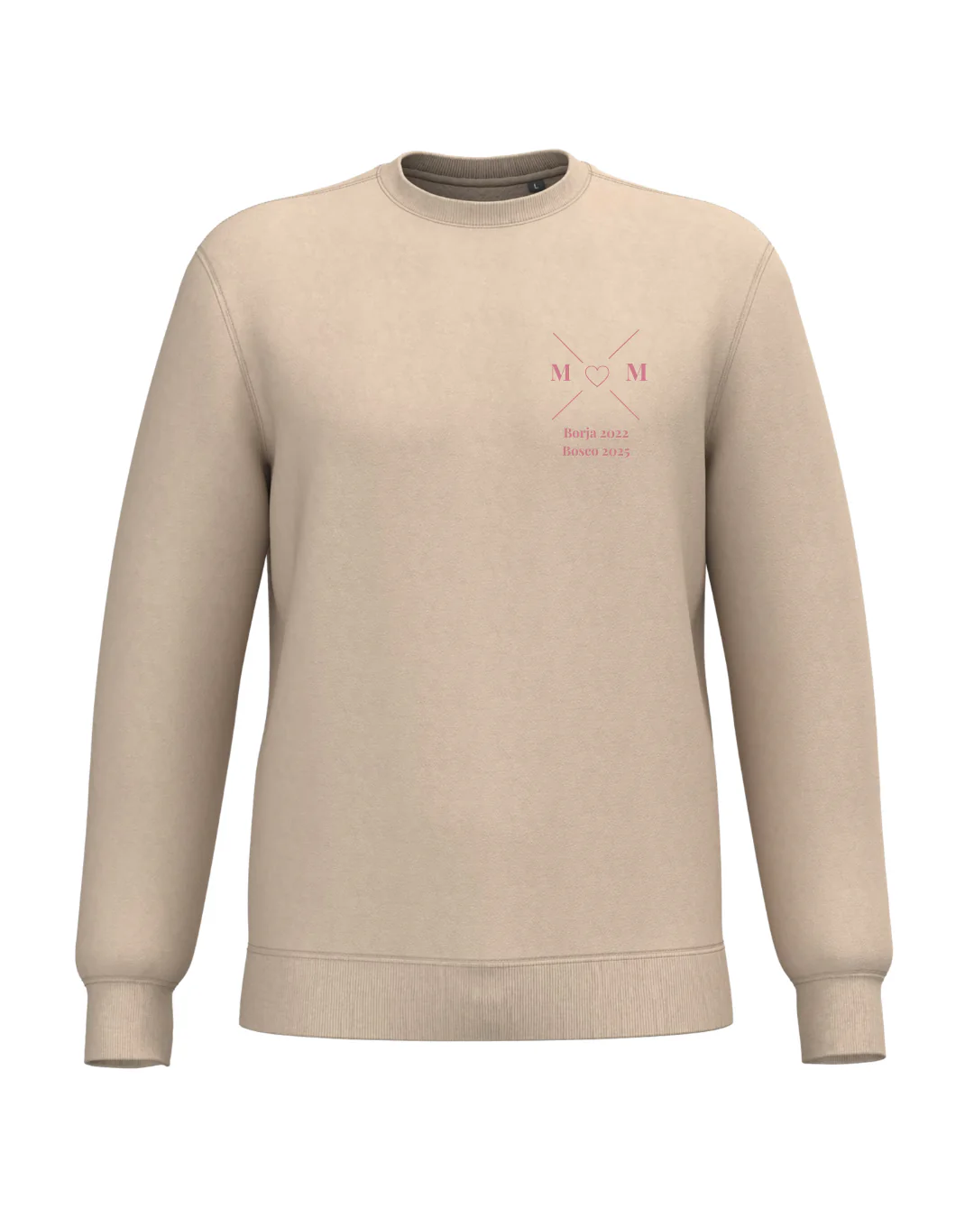 Sudadera Unisex personalizada MOM cruz corazón Beige - Image 2