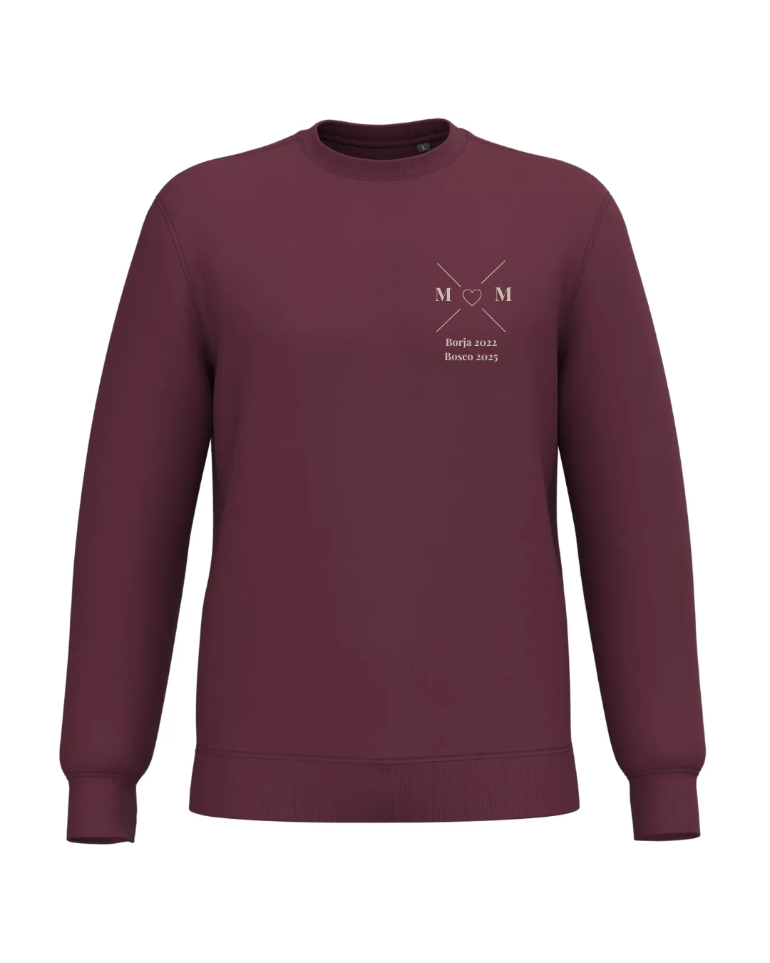 Sudadera Unisex personalizada MOM cruz corazón Granate - Image 2